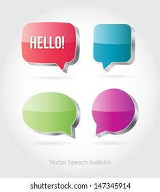 Vector 3d glossy speech bubbles collection