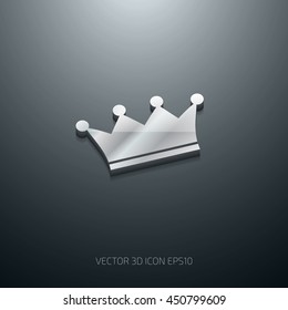 Vector 3d glossy stainless steel metal royal crown icon