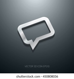 Vector 3d glossy stainless steel speech bubble