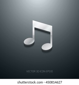 Vector 3d glossy stainless steel musical note icon