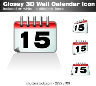 VECTOR 3D Glossy Wall Calendar Icon