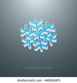 Vector 3d glossy white and blue plastic snowflake icon