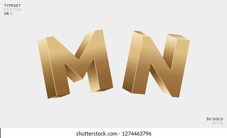 Vector 3D Gold Font Set. 3D Luxury Alphabet Letters, Numbers and Symbols.