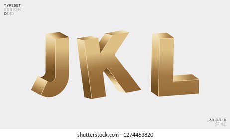 Vector 3D Gold Font Set. 3D Luxury Alphabet Letters, Numbers and Symbols.