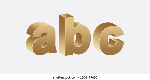 Vector 3D Gold Font Set. 3D Luxury Alphabet Letters And Symbols.