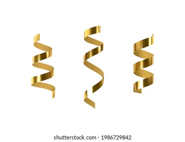 Vector 3d gold glossy realistic serpentine. Golden design element.