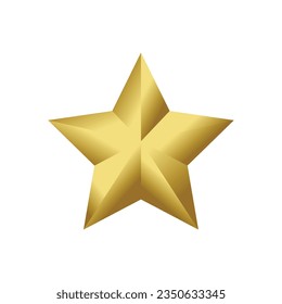 Vector 3d gold metal star isolated on white background.