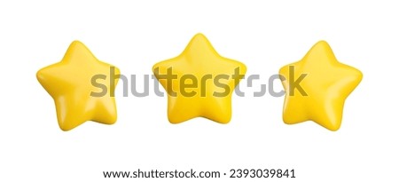 Vector 3d gold star icons set on white background. Cute realistic cartoon 3d render, glossy yellow star front and side projection, for customer rating concept, decoration, web, game design, app, ad. Stock photo © 