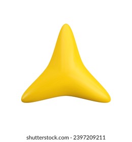 Vector 3d gold star sparkling icon on white background. Cute realistic cartoon 3d render, glossy yellow three pointed star, sparkle Illustration for magic decoration, web, game design, app.