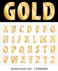 vector 3d golden alphabet