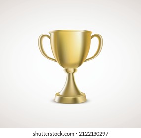Vector 3d Golden Champion Winner Cup Icon Isolated Vector. Design Template of Championship Trophy. Sport Tournament Award, Winner Cup and Victory Concept. 