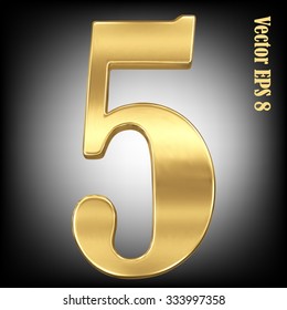 Colección vectorial 3d de números dorados - 5. Eps 8 usando malla.