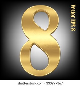 Colección vectorial 3d de números dorados - 8. Eps 8 usando malla.