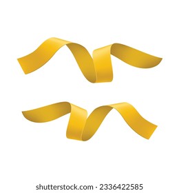 Vector 3d golden ribbon confetti set.