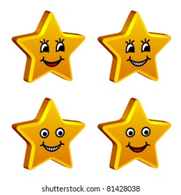 vector 3d golden smiling stars