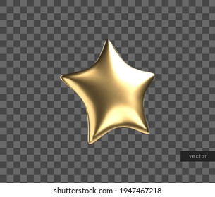 Vector 3d golden star. Realistic gold isolated object.