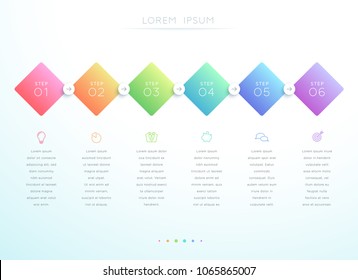 Vector 3d Gradient 6 Step Infographic Template