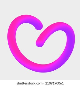 Vector 3D gradient spiral heart. Abstract colorful spiral. Abstract 3D shape. Modern color of 2022
