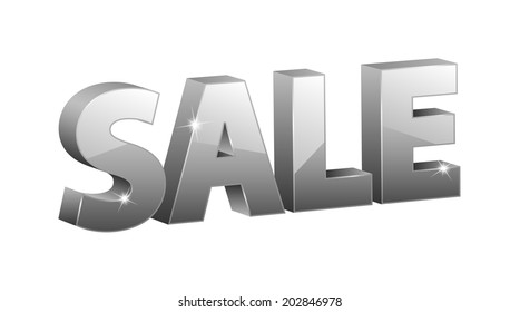 vector 3D gray sale sign with nice sparkle and reflection