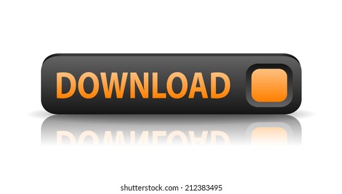 vector 3D gray web button with orange sign download and reflection