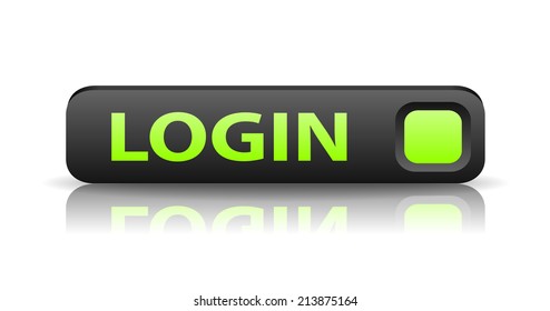 vector 3D gray web button with green sign login and reflection