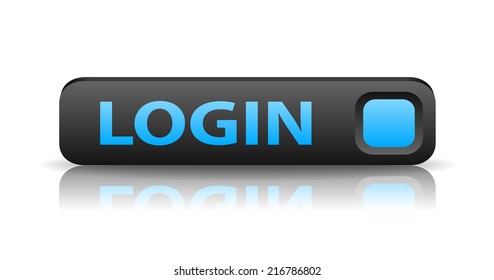 vector 3D gray web button with blue sign login and reflection