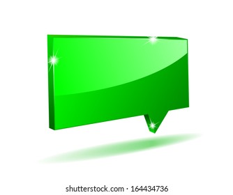 vector 3D green vector angular comics bubble with light shaddow