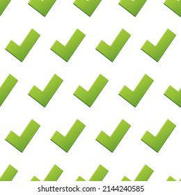 Vector 3d green checkmark checklist icons. Correct check mark answer flag