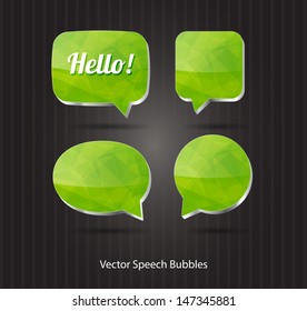 Vector 3d green glossy speech bubbles collection
