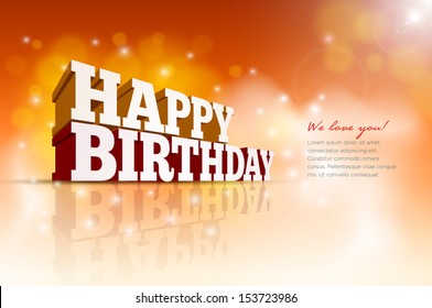 Vector 3d Happy Birthday message text. Elements are layered separately in vector file.