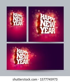 Vector 3D Happy New Year greeting design set. Elements are layered separately in vector file.