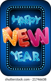  Vector 3d "Happy New Year" text.
