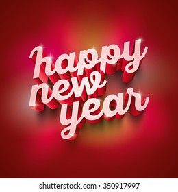 Vector 3d Happy New Year greeting card. 3d typography. All elements are layered separately in vector file. CMYK colors, print ready.