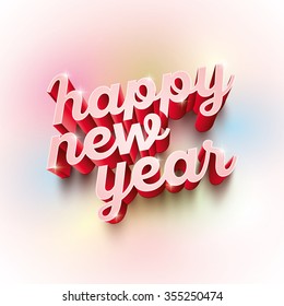 Vector 3d Happy New Year greeting card. 3d typography. All elements are layered separately in vector file. CMYK colors, print ready.