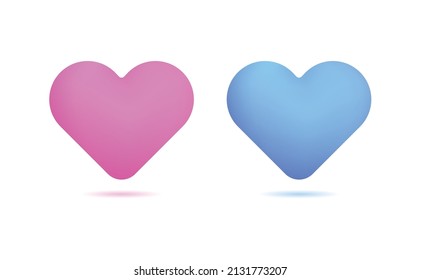 Vector 3D heart symbol realistic illustration on white background. Love for Valentines Day, Mothers Day, wedding, Icon.