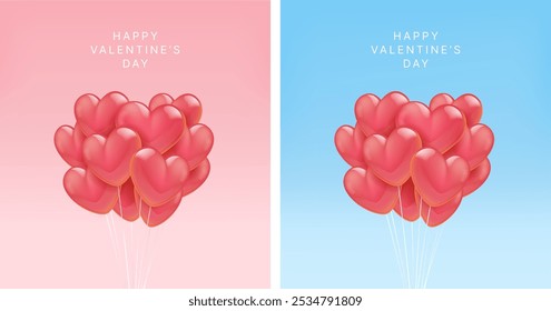 Vektor 3d Herzen, Valentinstag Konzept, Karte und Hintergrund