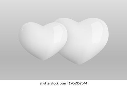 Vector 3d hearts. Realistic glossy 3d heart.