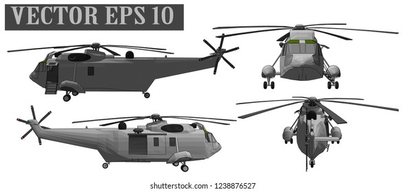 Vector 3D Helicopter Sikorsky For Warrior Soldier