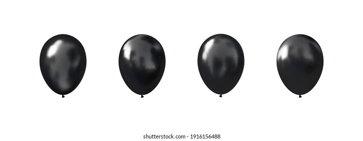 Globos vectores de helio 3d. Globo 3d negro brillante realista.