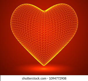 vector 3d Hexagon Hearts. on a colored background. symbol of love and health of the heart