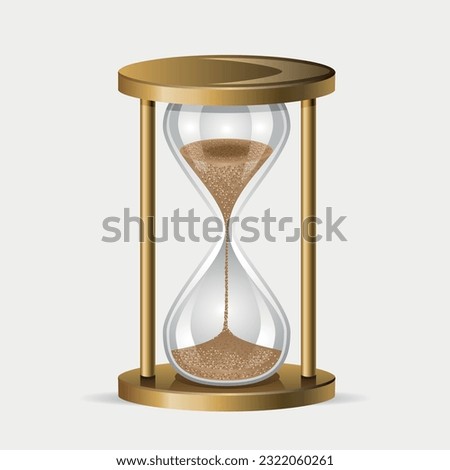 vector 3d Hourglass sand flowing through the bulb of sandglass.