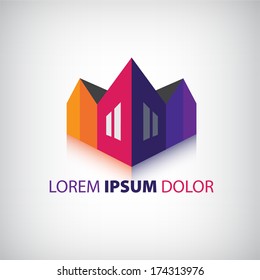 vector 3d houses icon, logo isolated