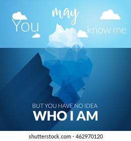 Vector 3d iceberg illustration concept. Place for quote about person.