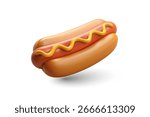 vector 3d icon. Delicious hot dog, fast food