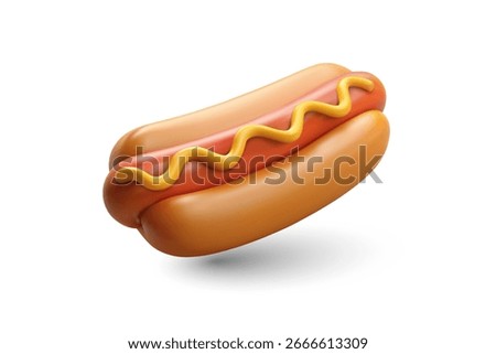 vector 3d icon. Delicious hot dog, fast food