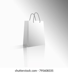 Vector 3D icon empty realistic white paper package or bag for shopping or gifts. Sale for Valentine's Day or any other holiday. Mockup for design. 