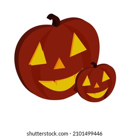 Vector 3D icon halloween pumpkin, with eyes, nose and mouth on light, best for your property decoration image.