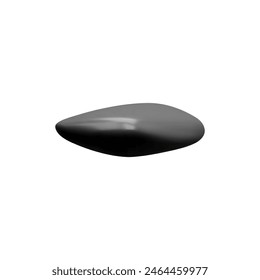 Vector 3d icon made of rock-stone, side view. An illustration with a black flat boulder highlighted on a white background. Ideal for building design.