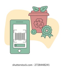 Ícone vetor 3D de telefone celular com reciclagem de lixo app