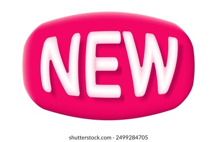 Vector 3D icon of new label. Vector banner in realistic style. Trendy emblem for new product.